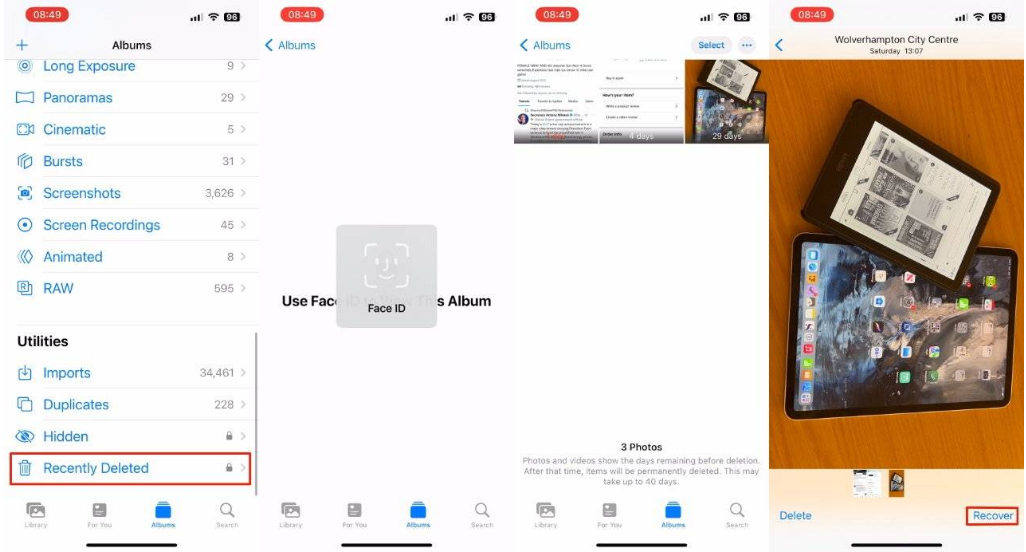 华容苹果14维修分享 iPhone14 上恢复已删除的照片 