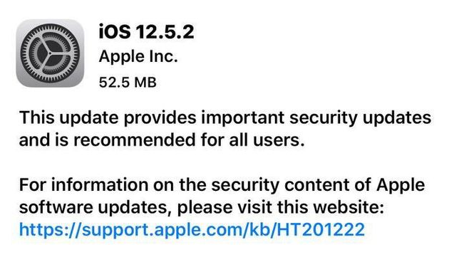 华容苹果手机维修分享iOS12.5.2发布，建议所有老苹果用户安装 